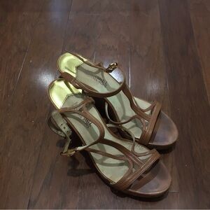 Michael Kors Tan and Gold Strappy Sandals